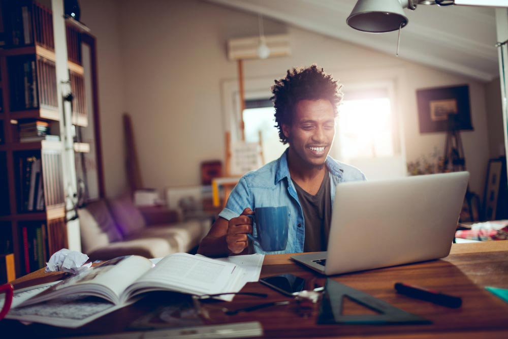 Young man reviewing his finances